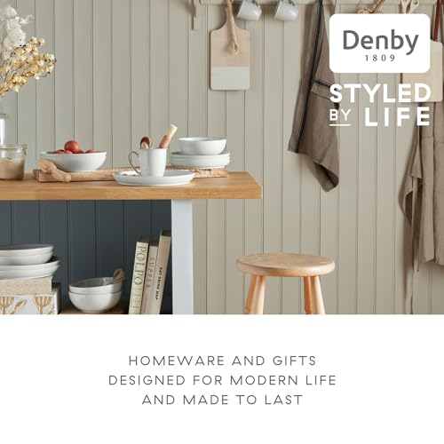 Denby - Elements Stone White Coupe Cereal Bowls Set of 6 - Dishwasher Microwave Safe - Scratch Chip Resistant - Ceramic Stoneware Soup Bowls Tableware - Thumbnail 4