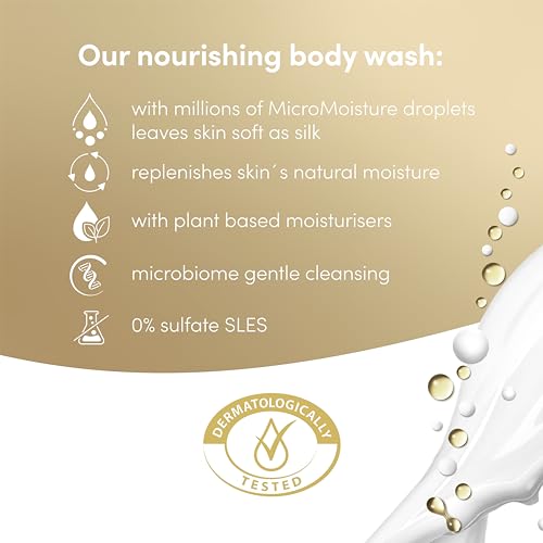 Dove Advanced Care Nourishing Silk Body Wash Body Cleanser shower gel with skin-natural nutrients for instantly silky-soft skin 6x 400 ml - Image 4