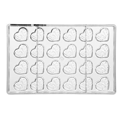 Greyas Cm 3841 Louis Amado Clear Polycarbonate Chocolate Mold Candy Mould With 24 Love-Heart Cavities, Each 38Mm X 32Mm X 11.4Mm High #TOP2