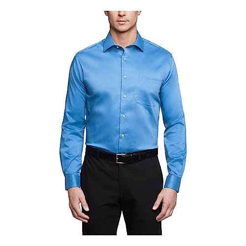 Van Heusen Men's Dress Shirt Regular Fit Ultra Wrinkle Free Flex Collar Stretch, Blue Frost, 18'-18.5' Neck 34'-35' Sleeve