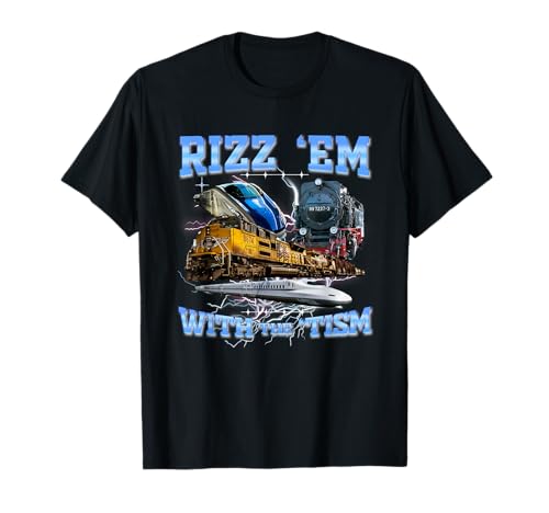 RIZZ 'EM CON EL 'TISM Fun 90s Bootleg Trenes Autismo Meme Camiseta