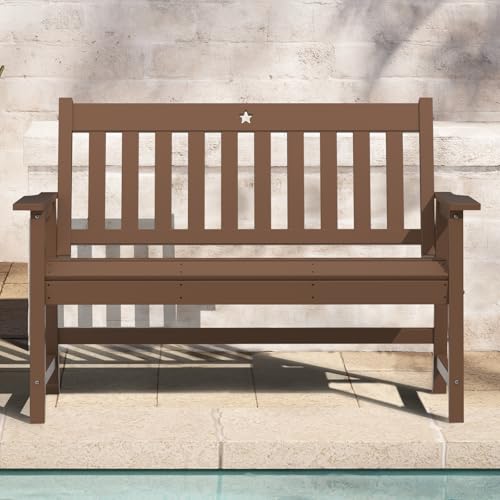 Orbcove Outdoor Bench,2-Person Garden Bench,HDPE Outdoor Benches Weatherproof,Porch Bench with