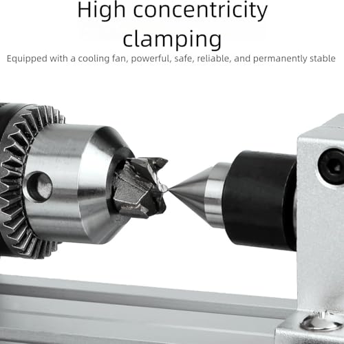 Mini tokarka do metalu do obróbki drewna i polerowania metalu, 600 W, długość zacisku 0-120 mm, maksymalna średnica 25 mm, narzędzie do wiercenia i szlifowania