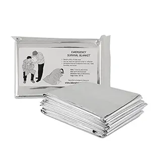 Emergency Mylar Thermal Blankets | Emergency Kit Roadside First Aid Kit Travel | Hiking Gear Camping Outdoor Sleeping Insulated - Silver by Marathon Housewares