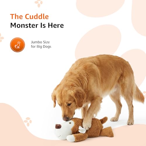 Image of Amazon Basics Jumbo Monkey Plush Dog Toy | Soft Squeaky Cuddle & Play Toy | Machine Washable | for Medium to Large Dogs | 10-30 kg | Reinforced Stitching