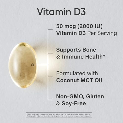 Image of Sports Research Vitamin D3 2000 IU with Coconut MCT Oil - Double Strength Vitamin D Supplement - Non-GMO Verified, Gluten & Soy Free - 50mcg, 360 Liquid Softgels