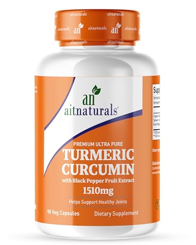 Aitnaturals Turmeric Curcumin - 1510 mg (90 Capsules)| 95% Curcuminoids with Black Pepper Extract| Advanced Absorption for Cardiovascular Health and Joint & Muscle Support | Digestive and Antioxidant