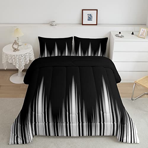 Image of Feelyou Gradient Dark Comforter Set Abstract Stripe Comforter Simple Style Modern Design Art Bedding Set Breathable Modern Luxury Duvet Set Room Decor Quilt Set Queen Size