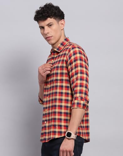 Image of Monte Carlo Mens Checkered Collared Neck Full Sleeve Shirt (2240401329FS)
