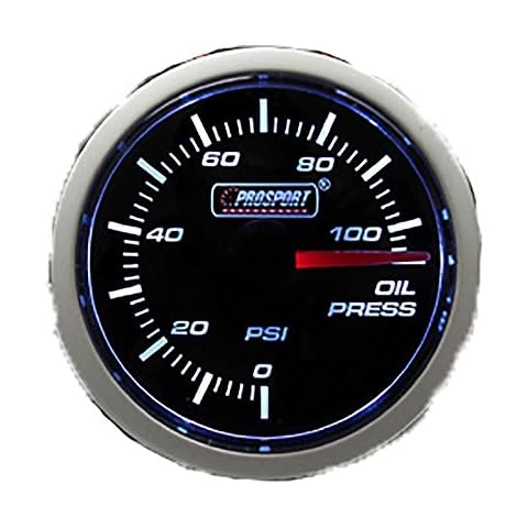 Prosport Performance 52mm Reliable Electrical Oil Pressure Gauge, Amber & White Cover