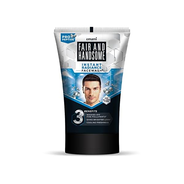 Fair and Handsome Instant Radiance Face Wash | Pro-Peptide | Instant Radiance| Washes of Fine Pollutants | Cooling Freshness | 100g