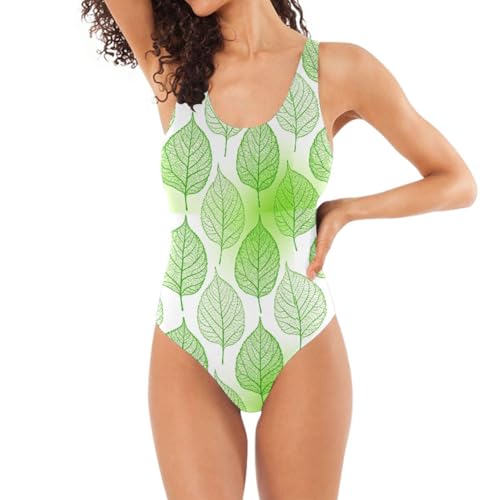 Maillot de bain femme imprimé veines de feuilles pour piscine et plage