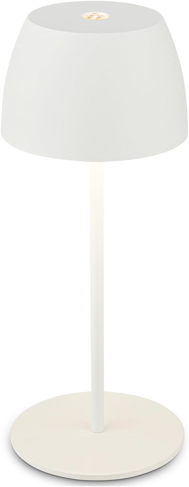 BRILONER - Mini lámpara LED de sobremesa inalámbrica IP44 táctil, regulable sin escalonamiento, lámpara de mesilla de noche, lámpara decorativa, lámpara LED, 8x20 cm (DxH), blanco