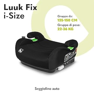 LIONELO Rialzo Auto per bambini LUUK FIX I-Size, Facile Installazione ISOFIX o/e cintura, 125-150 cm 22-36kg Leggero, Comodo, Indicatori, Schiuma Adattiva, Traspirante Lavabile, Car Booster, Braccioli