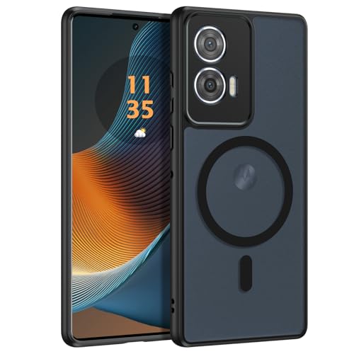 Cover Magnetica per Motorola Moto Edge 50 Fusion Compatibile con MagSafe Custodia Traslucida Opaca Protettiva Sottile Antiurto Retro Resistente Anti-Scivolo Nero