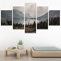 SIGNWIN 5 Panel Canvas Wall Art Modern Art Dramatic Farmhouse/Country Mountain Multicolor Nature Photography for Home Decorations Ready to Hang - 60
