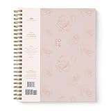 2024 Rose Gold Floral Annual Planner by Bright Day, Yearly Monthly Weekly Daily Spiral Bound Dated Agenda Flexible Cover Tabbed Notebook, 8.25 x 6.25