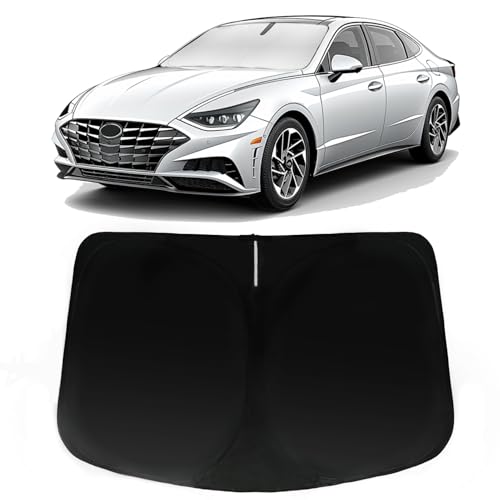 Image of Car Front Windshield Sun Shade for Sonata 2020-2024, Car Window SunShades Shield Cover Sun Visor Protector with 240T Reflective Fabric UV & Sun Heat Protection Accessories