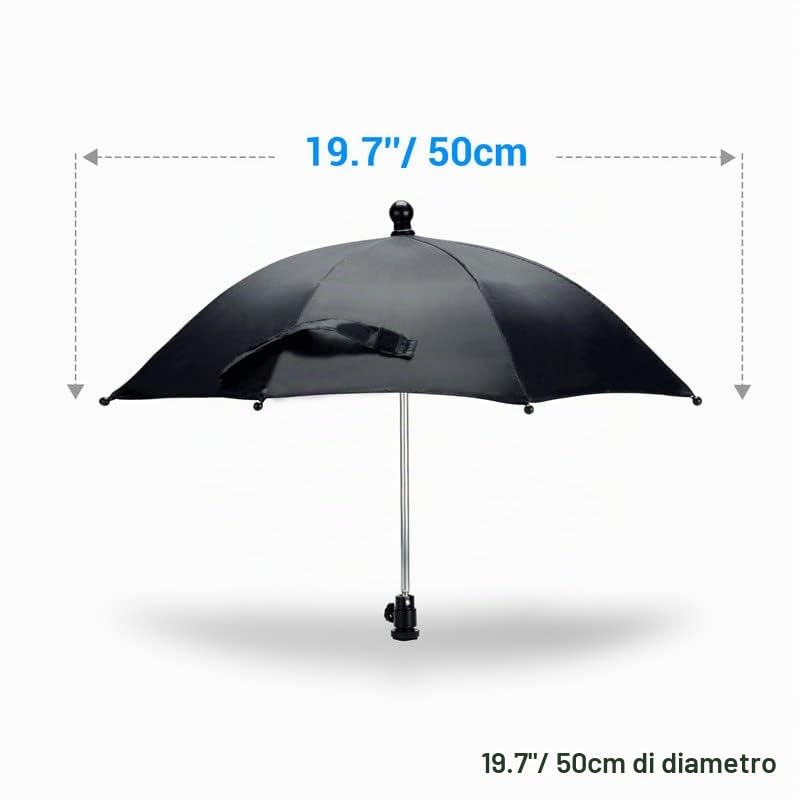 JJC Ombrello per fotocamera Hot Shoe Parasole Copertura per pioggia portatile resistente alle intemperie per proteggere la fotocamera dalla pioggia e dalla luce del sole (Dia. 19.7 ''/ 50cm)