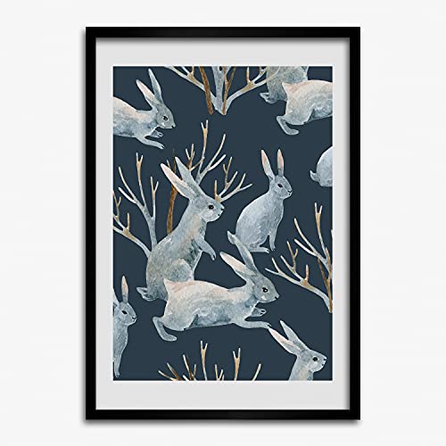 Cadre photo 50x70 cm pour chambre d'enfant tableau de lapins déco Tulup
