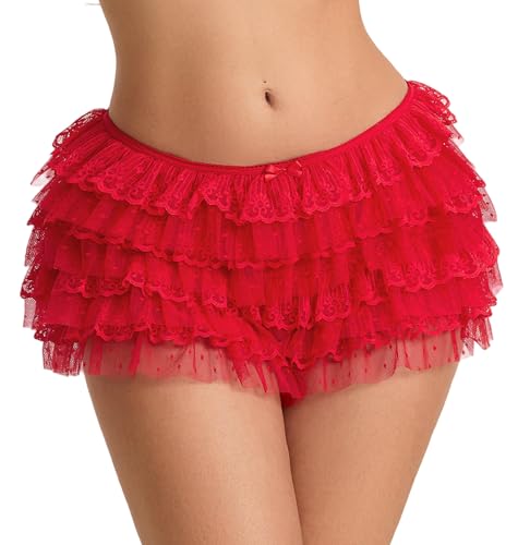 Image of NUFIWI Women Lolita Bloomers Ruffle Shorts Lace Cute Pumpkin Pants Sexy Boyshorts Layered Y2k Mini Shorts Pettipants