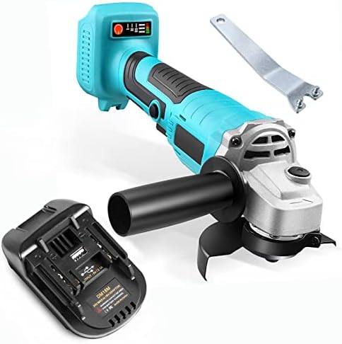 Cordless Angle Grinder, 18V variable speed metal grinders w/DM18M Battery Adapter，10000RPM Brushless Motor, 3/8 arbor, 110V 4-inch high power(Battery not include)