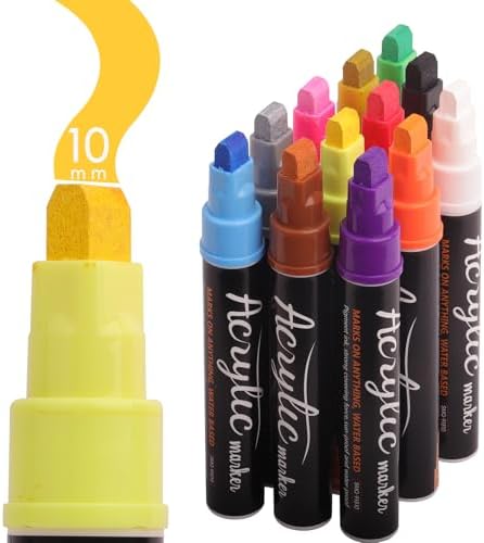 VIANZE Jumbo 12Colors Markers, Acrylic Paint Pens, 10mm Felt Tip Jumbo Poster Markers,Waterproof and Permanent Paint Pens, for Rock Wood, Fabric, Ceramic,Posters Art Paintings image 4