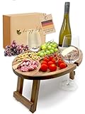 Decozy Life Weintisch Akazie Massivholz - Weinbar & Weintablett für Zuhause oder Outdoor - geeignet als Picknicktisch klappbar - Nutzbar als Weinhalter & Ideal als Strandtisch & Picknick Zubehör