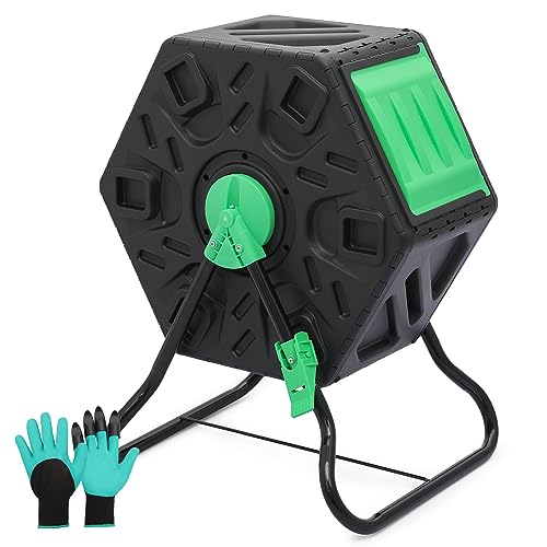 Magshion 1 vaso de compost de cámara exterior de 17 galones de material libre de BPA, para exteriores, para todas las estaciones, de trabajo rápido, contenedor de compostaje de alto volumen, puerta