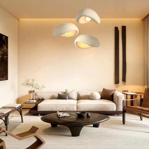 Suspension moderne wabi-sabi beige pour harmoniser un éclairage de salon