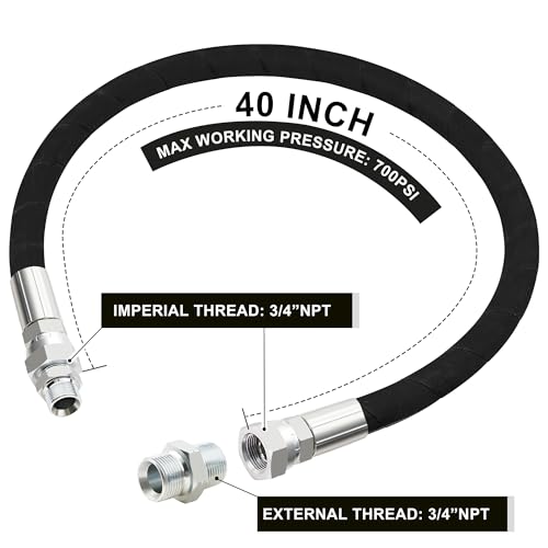 Manguera de puente para compresor de 3/4 x 40 pulgadas con conector macho NPT de 700 PSI 3