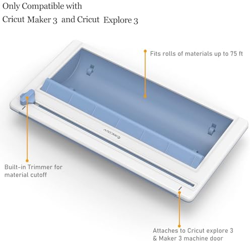 Image of Vinyl Roll Holder with Trimmer for Cricut Maker 3 and Explore 3 | Perfect for Clean Precise Cuts of Smart Vinyls and Heat Transfer Vinyl Iron On