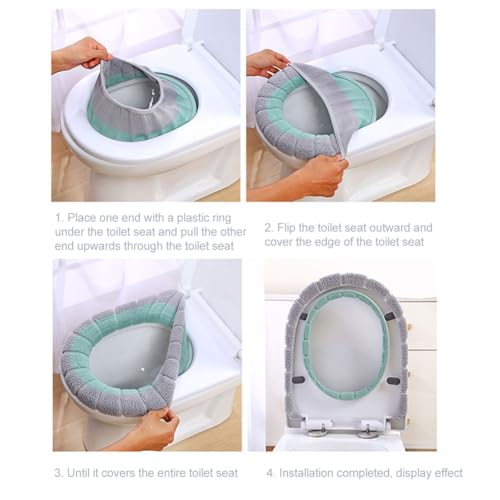4Pcs WC-Sitzwärmer, Toilettensitzbezug Warm, WC Sitzkissen Universal, Toilettensitzabdeckung Pads, für Toilettensitz, Waschbar, Weich, Bequem und Dehnbar