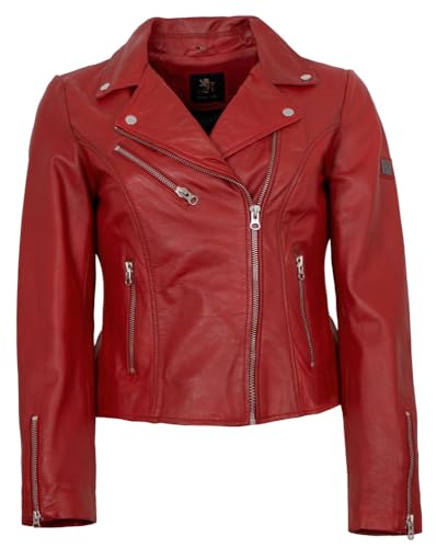 Otto Kern - Damen Echtleder Lederjacke Bikerjacke Lammnappa rot Größe 38