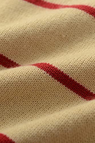 Women's Sweaters Casual Long Sleeve Mock Neck Drop Shoulder Tunic Striped Pullover Knit Sweater Tops3