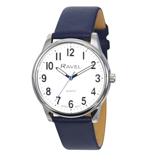 Ravel Plus - Heren alledaags horloge met extra lange levensduur en een lederen band van microvezels - Japanse analoge kwarts - RP005M - Blauw/Zilverkleurig/Witte Wijzerplaat