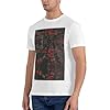 Men's Red and Black Rose Printing T-Shirt Short Sleeve Pure Cotton Crew Neck T Shirts #3
