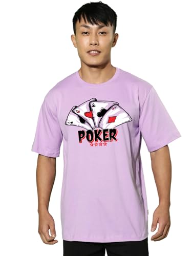 Image of Veirdo Pure Cotton Half Sleeve Round Neck Oversized Fit Graphic Print Royal Blue, Lilac & White T-Shirt Men /Boys (Available in from S to 2XL)