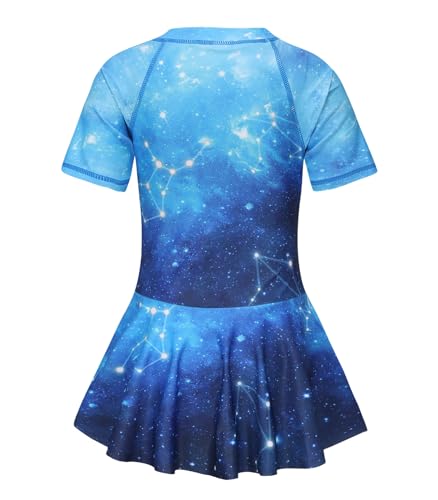 Image of Girls One Piece Swimsuits Bathing Suit for Kids Girls Summer Swim Dress Short Sleeve Swimwear 3-16 Years