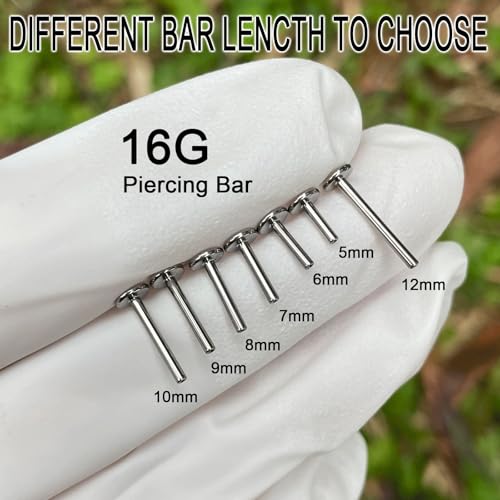 20G/16G/18G/ Threadless Bar G23 Titanium Replacement Post Bar Flat Back Stud Earrings for Labret Nose Tragus Conch Helix Cartilage Lobe Medusa Piercing Jewelry2