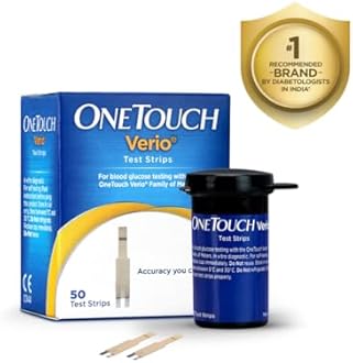 OneTouch Verio Test Strips | Pack of 50 Strips | Blood Sugar Test Machine Testing Strips | Global Iconic Brand | For use with OneTouch Verio Flex Glucometer
