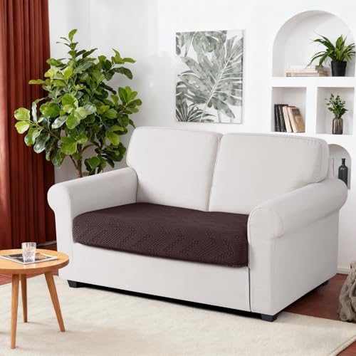 Ruaozz Couch Cushion Covers for Sectional Sofa Stretch Seat Cushion Covers Washable Sofa Slipcovers for L Shaped Soft Furniture Protector Pet Friendly (1 PC Loveseat Cover, Dark Coffee) — view 2