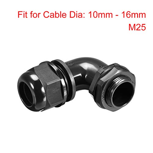 Prensaestopas M25 90 grados junta de nailon contratuerca ajustable cable 2