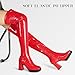 KHPAERMEI Red Boots for Women Platform Thigh High Boots GoGo Boots for Cosplay Casual Square Toe Chunky Heels Patent Leather PU Over The Knee High Stretch Boots, 7.5