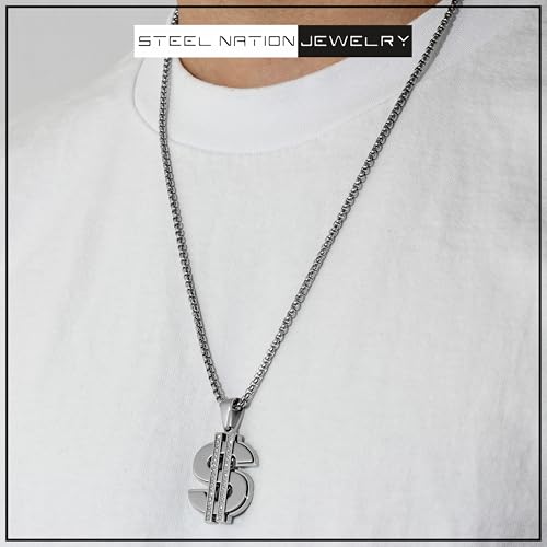Colgante de dólar de acero inoxidable con diamantes de 1/3 ct para hombre 2