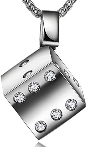 WADSNHY WELRDFG 18K Gold-Plated Men's chain Stainless Steel Pendant Necklace Black lucky Dice Pendant Design …