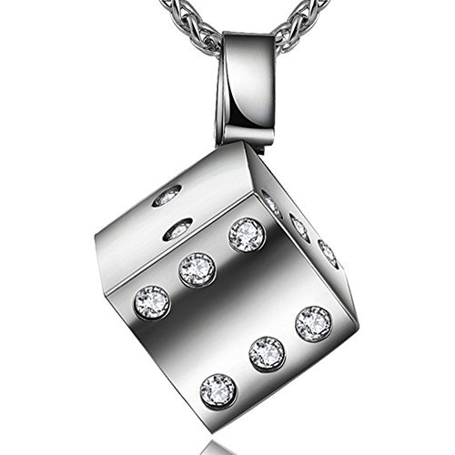 WADSNHY WELRDFG 18K Gold-Plated Men's chain Stainless Steel Pendant Necklace Black lucky Dice Pendant Design …