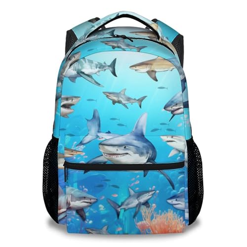 Shark Backpack for School - 17 Inch Large Capacity Backpacks for Kids - Boys Bookbag for Kindergarten