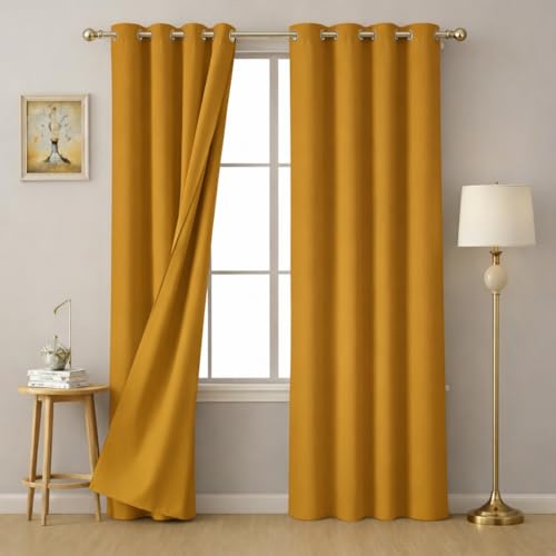 Image of STITCHNEST 'Solis Series' Premium Satin Room Darkening Curtains 7 Feet Long Set of 1 | Door Curtain 7 x 4 Feet | Blocks 70-80% Light | Ideal for Bedroom, Living Room & Home Decor