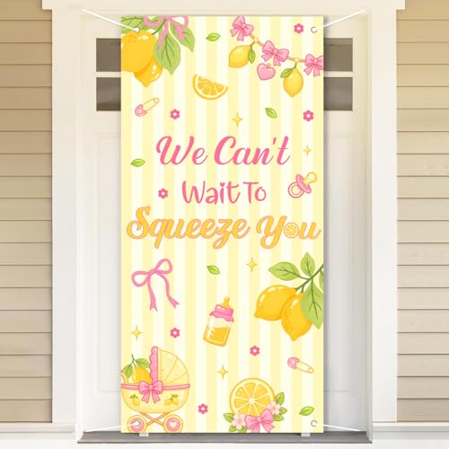 Bannière de porte agrume pour déco de baby shower avec affiche de bienvenue photo